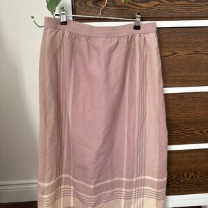 Pink and Cream vintage Women's Skirt 100% Wool